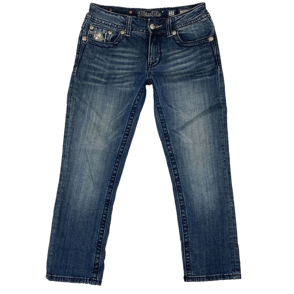 Miss Me Jeans Womens‎ Boyfriend Capri Blue Low Rise Size 25 (27 Measured)